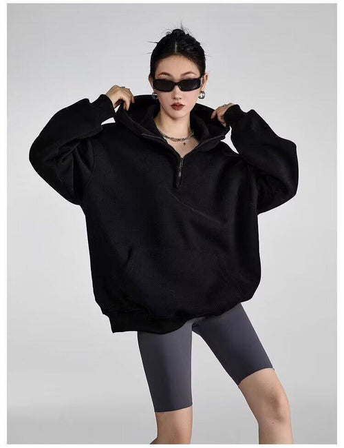 Half-Zip Hoodie|Color:Black