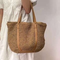 Straw Handbag for Women, Retro|Color:Brown