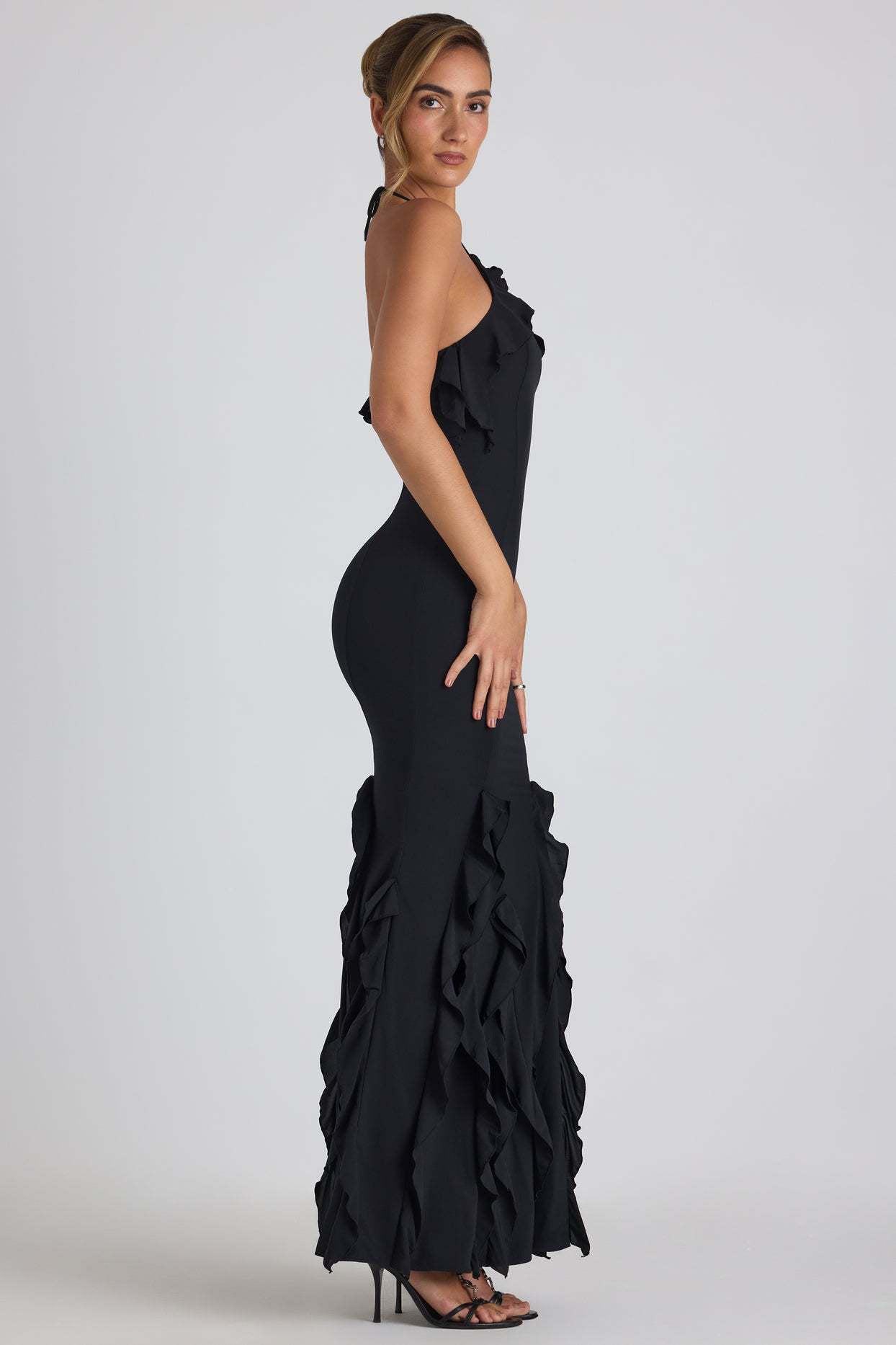 Ruffle Halter Mermaid Maxi Dress Fonley