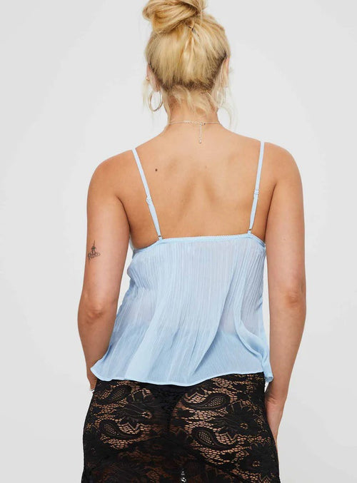 Lace Bow Sleeveless Sling Top|Color:Blue