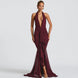 Plunging Ruffle Halter Maxi Dress Fonley