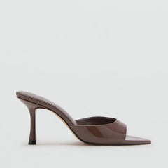 Patent Leather High-Heeled Sandals|Color:Brown
