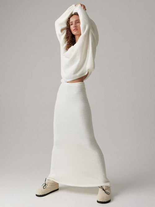 Knitted Sweater Set|Color:White