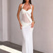 Ruched Mesh Halter Maxi Dress Fonley