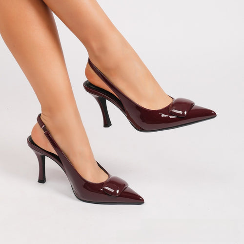 Pointed Toe Buckle Strap High Heel Sandals|Color:Red