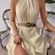 Textured Halter A-Line Mini Dress Fonley