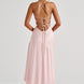 Ruffle Hem High-Low Satin Maxi Dress Fonley
