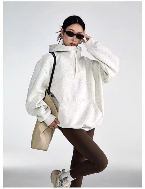 Half-Zip Hoodie|Color:White