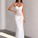 Ruched Mesh Halter Maxi Dress Fonley