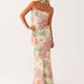 Floral Strapless Scarf Maxi Dress Fonley
