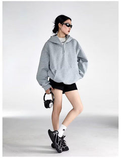 Half-Zip Hoodie|Color:Gray