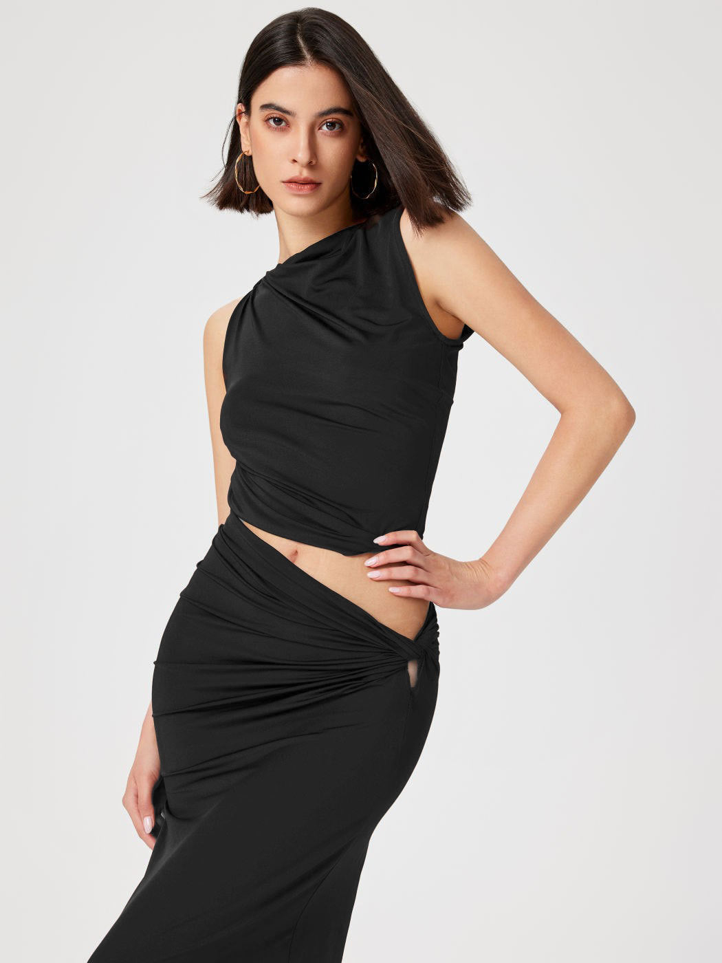 Ruched Sleeveless Two-Piece Maxi Set Fonley