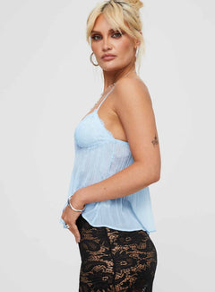 Lace Bow Sleeveless Sling Top|Color:Blue