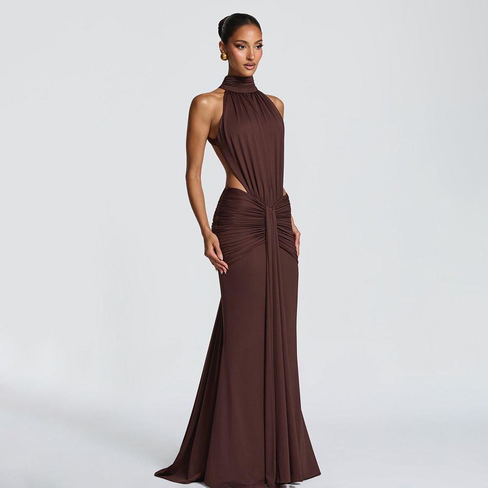 Cut-Out Halter Neck Maxi Dress Fonley
