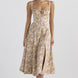 Floral Print Corset Midi Dress Fonley