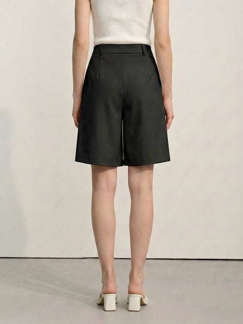 High-Waisted A-Line Shorts|Color:Black