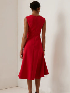 Sleeveless Knotted Side Midi Dress Fonley|Color:Red