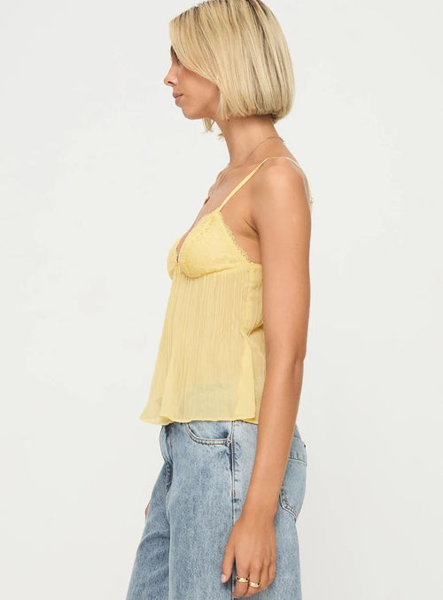 Lace Bow Sleeveless Sling Top|Color:Yellow