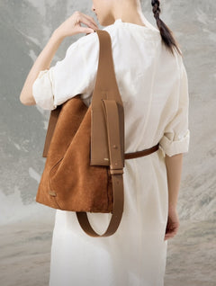 Suede Ear-Hanging Tote Bag|Color:Brown
