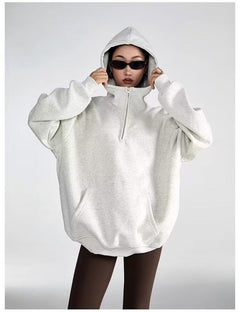Half-Zip Hoodie|Color:White