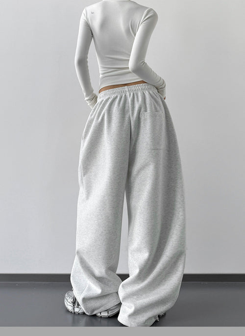 High-Waisted Wide-Leg Sweatpants|Color:White