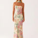 Floral Strapless Scarf Maxi Dress Fonley