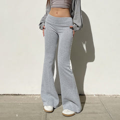 Wide-Leg Low-Rise Lounge Sweatpants|Color:Gray