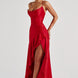 Ruffle Hem High-Low Satin Maxi Dress Fonley