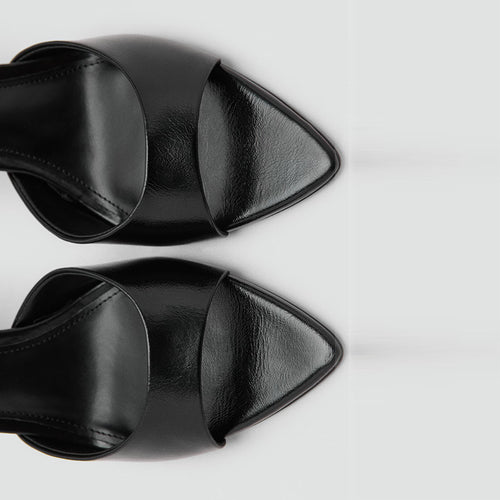 Patent Leather High-Heeled Sandals|Color:Black