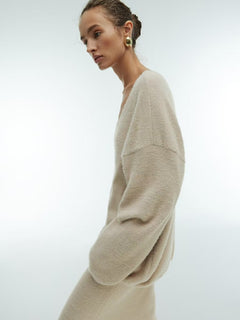 Knitted Sweater Set|Color:Beige
