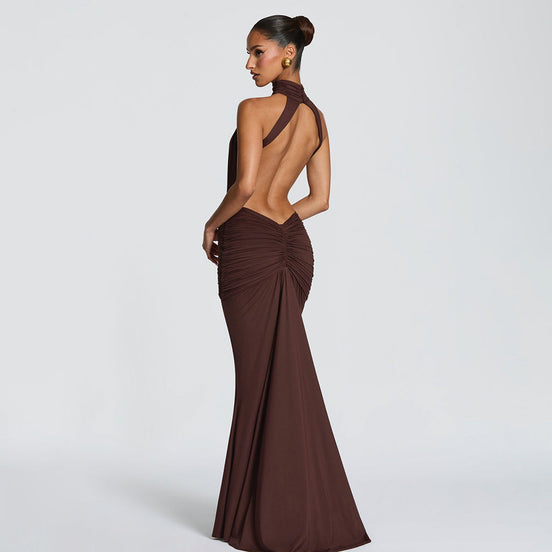Cut-Out Halter Neck Maxi Dress Fonley