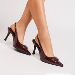 Pointed Toe Buckle Strap High Heel Sandals|Color:Red