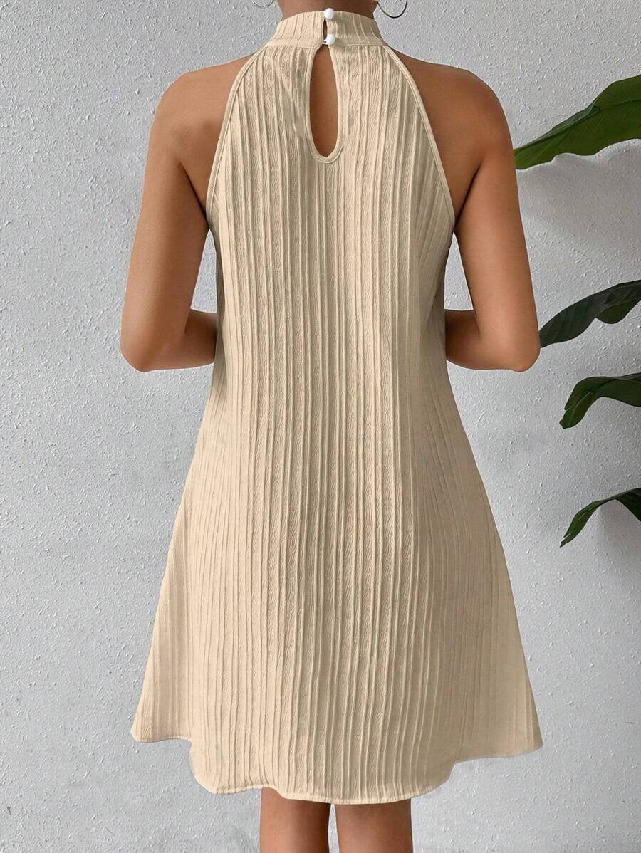 Textured Halter A-Line Mini Dress Fonley
