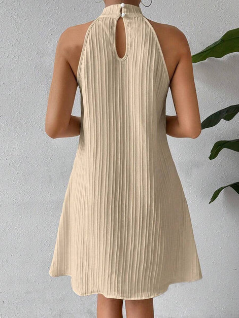 Textured Halter A-Line Mini Dress Fonley