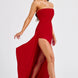 Strapless Bandeau Thigh-Split Maxi Gown Fonley