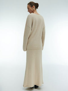 Knitted Sweater Set|Color:Beige
