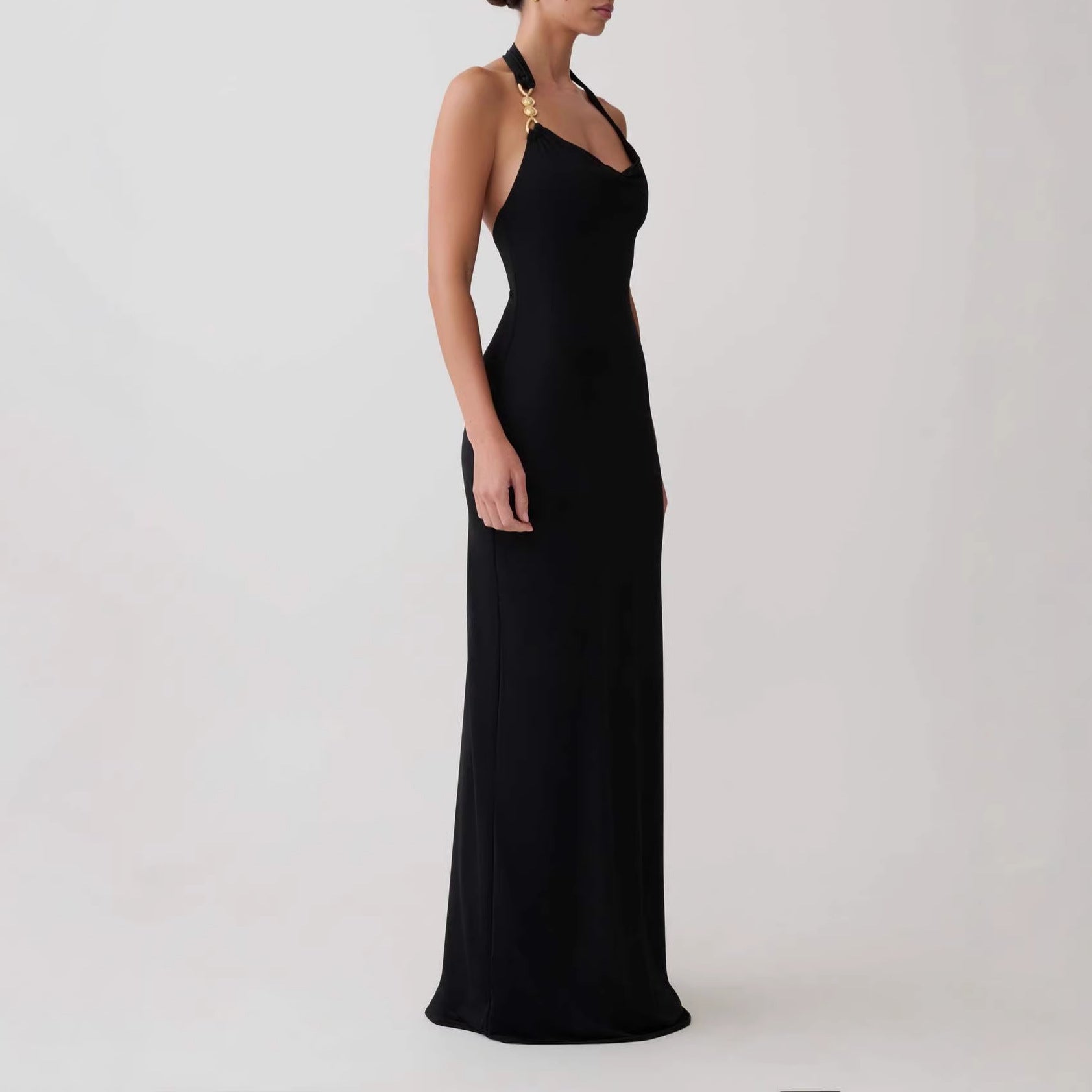 Cowl Halter Slip Maxi Dress Fonley