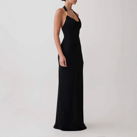 Cowl Halter Slip Maxi Dress Fonley