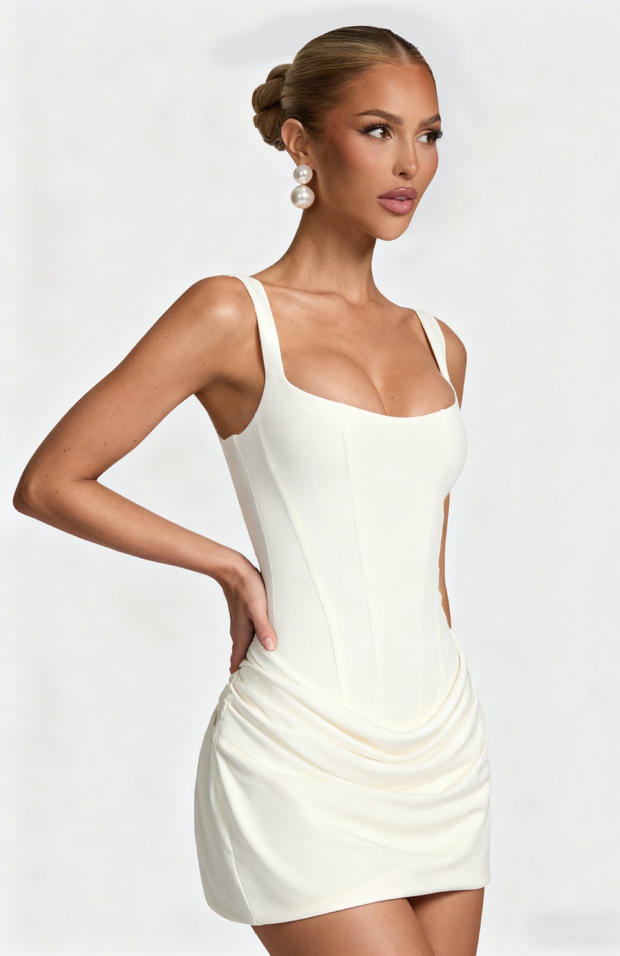 Corset Bodice Ruched Mini Dress Fonley
