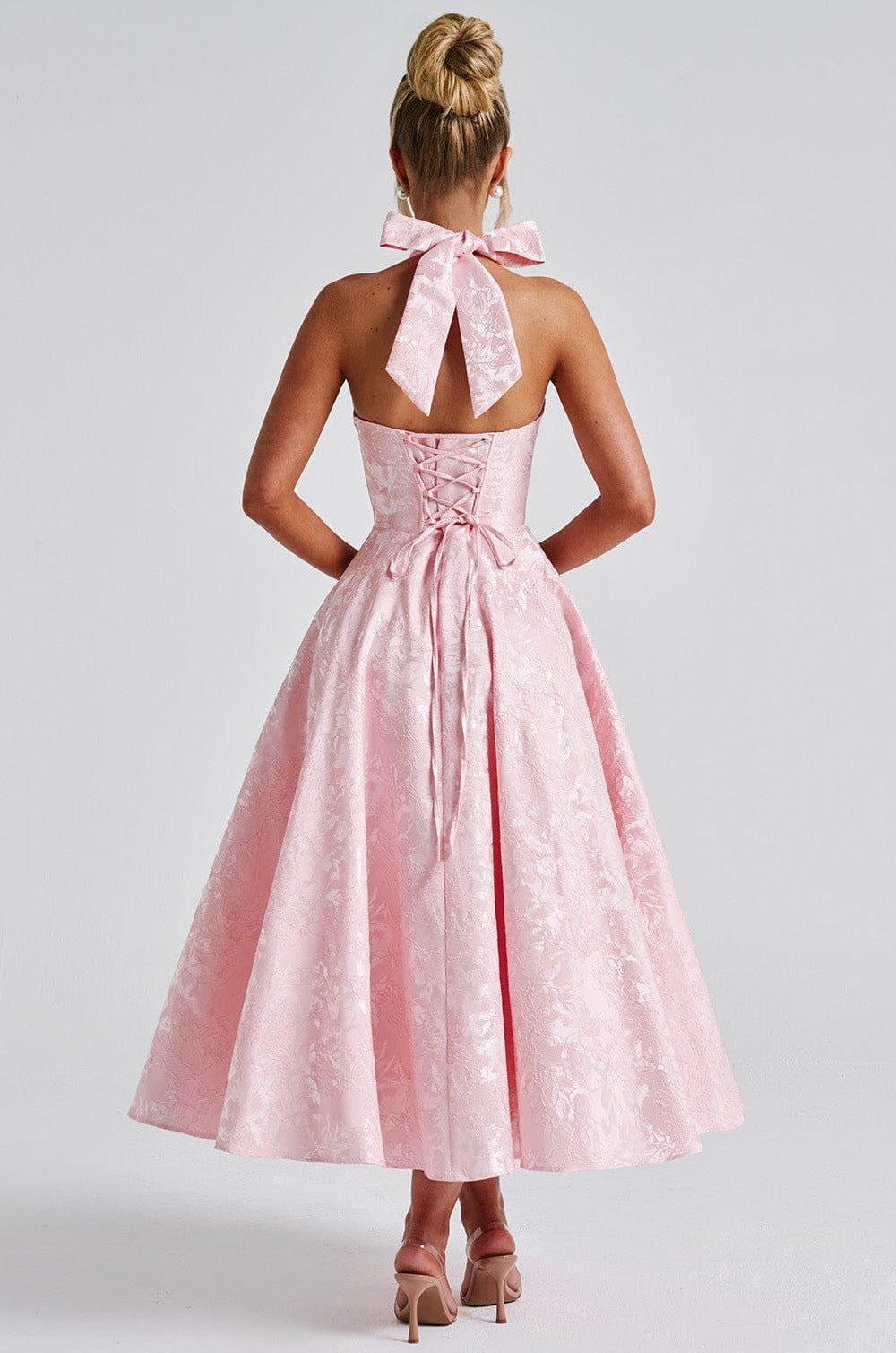 Jacquard Halter Midi Dress Fonley