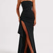 Strapless Bandeau Thigh-Split Maxi Gown Fonley