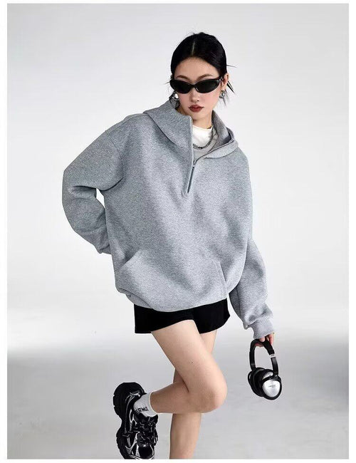 Half-Zip Hoodie|Color:Gray