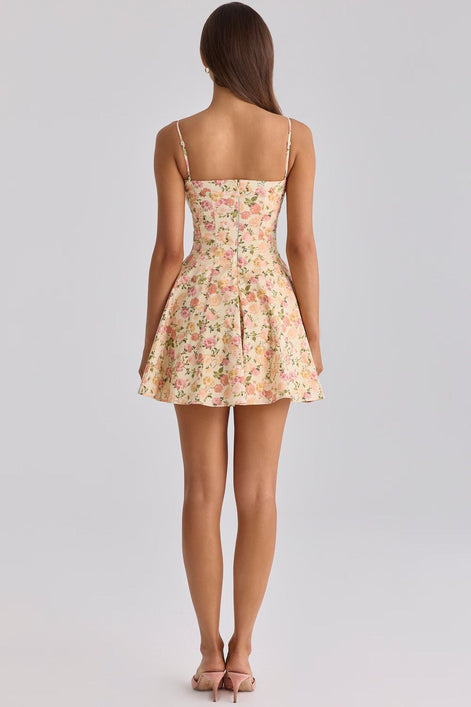 Floral Strappy Corset Mini Dress Fonley