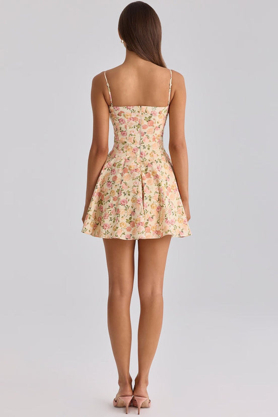 Floral Strappy Corset Mini Dress Fonley