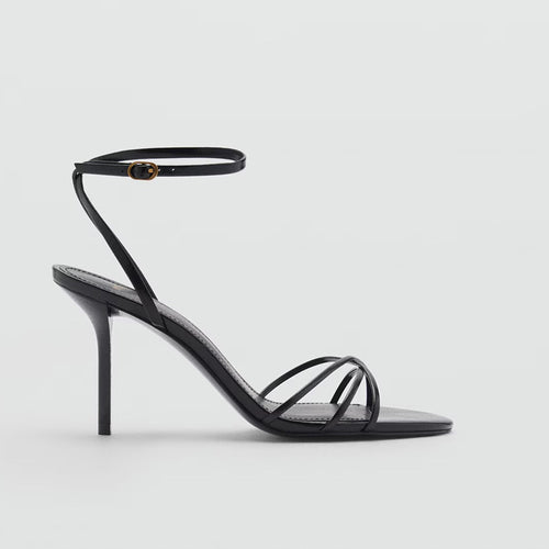 Thin Strap Buckle High Heel Sandals|Color:Black
