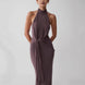 Draped Halter Knot Maxi Dress Fonley