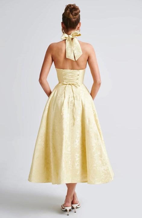 Jacquard Halter Midi Dress Fonley
