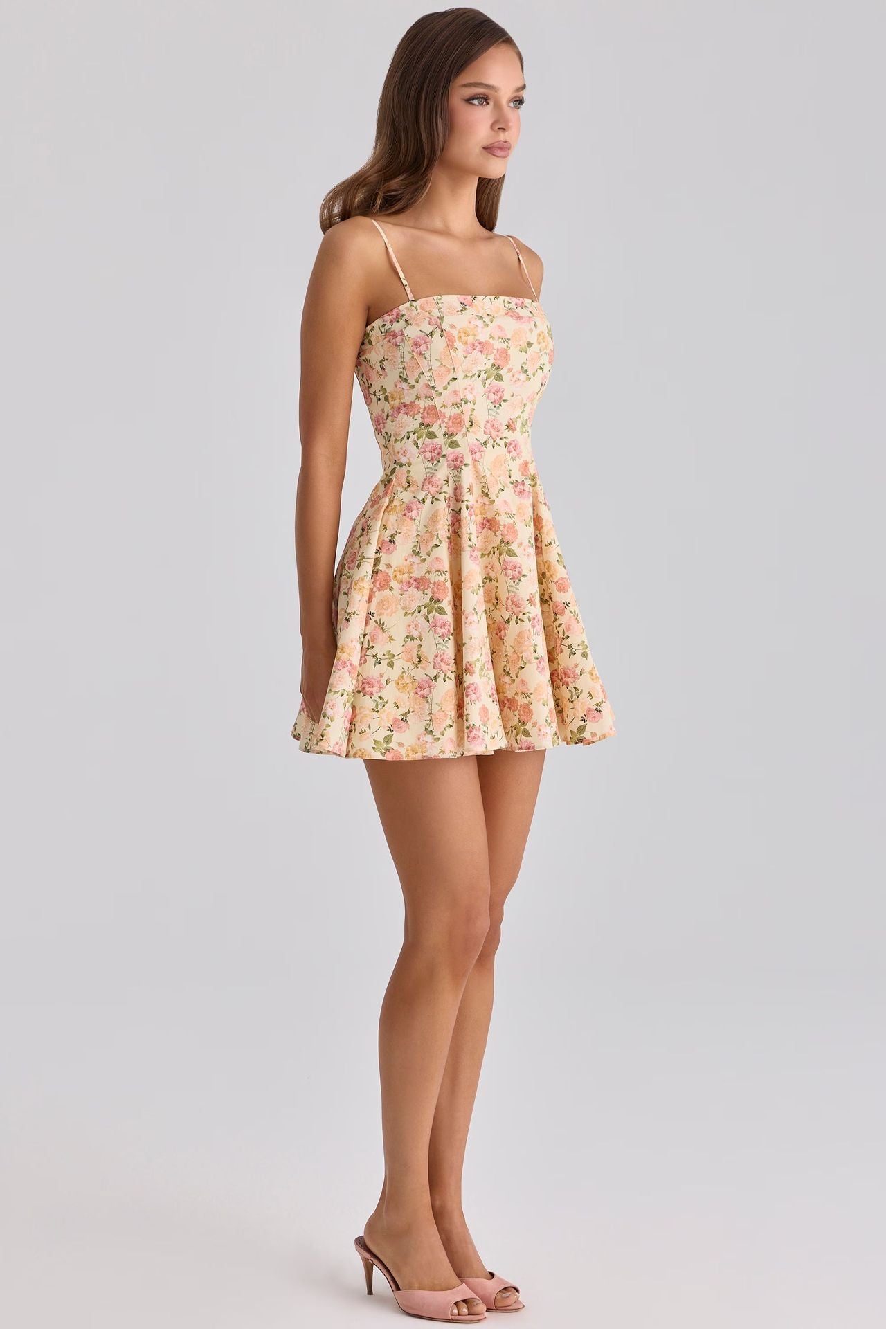 Floral Strappy Corset Mini Dress Fonley