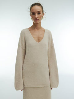 Knitted Sweater Set|Color:Beige
