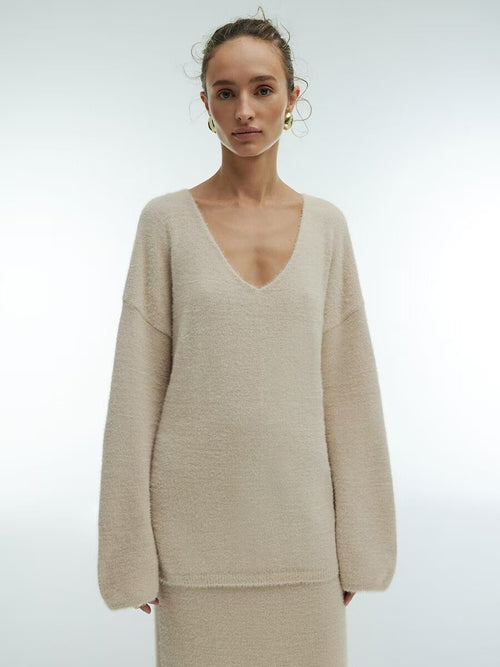 Knitted Sweater Set|Color:Beige